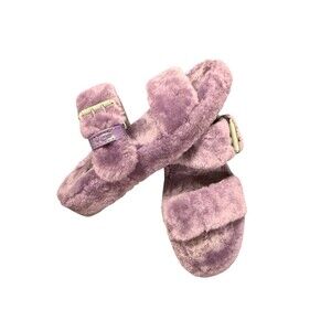 UGG Fuzz Yeah Sheepskin Sandals Womens Size 8 US Purple Fluffy Slippers